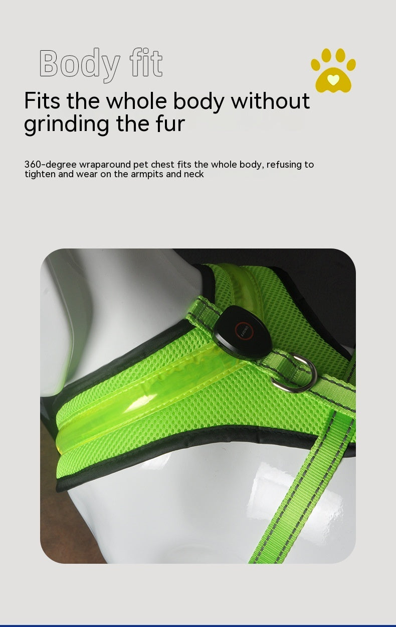 LED Dog Harness – USB Rechargeable & Reflective