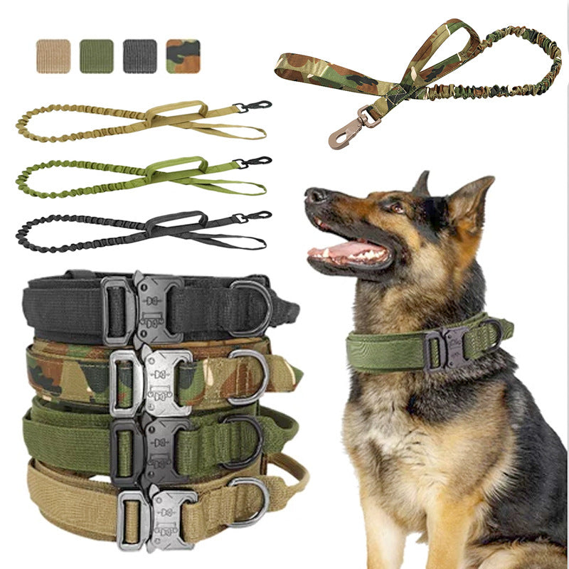 Tactische hondenhalsband met riem – verstelbaar en sterk